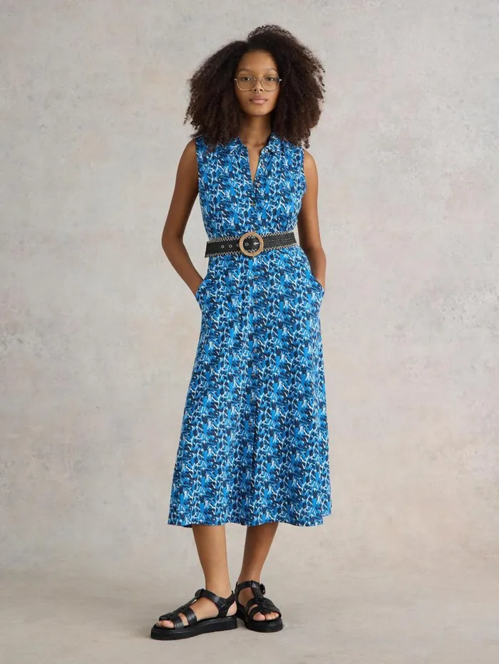 White Stuff DRESSES Rua Jersey Shirt Dress Blue Print 8211 Women White Stuff DRESSES Rua Jersey Shirt Dress Blue Print 8211 Women