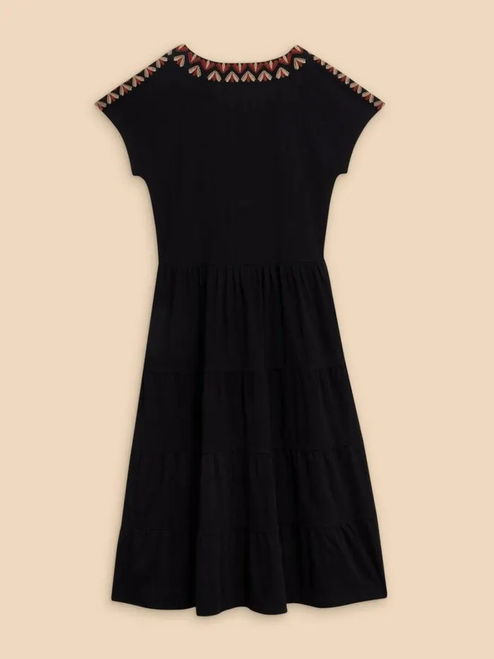 White Stuff DRESSES Tabitha Tiered Midi Dress Black Multi 8211 Women White Stuff DRESSES Tabitha Tiered Midi Dress Black Multi 8211 Women