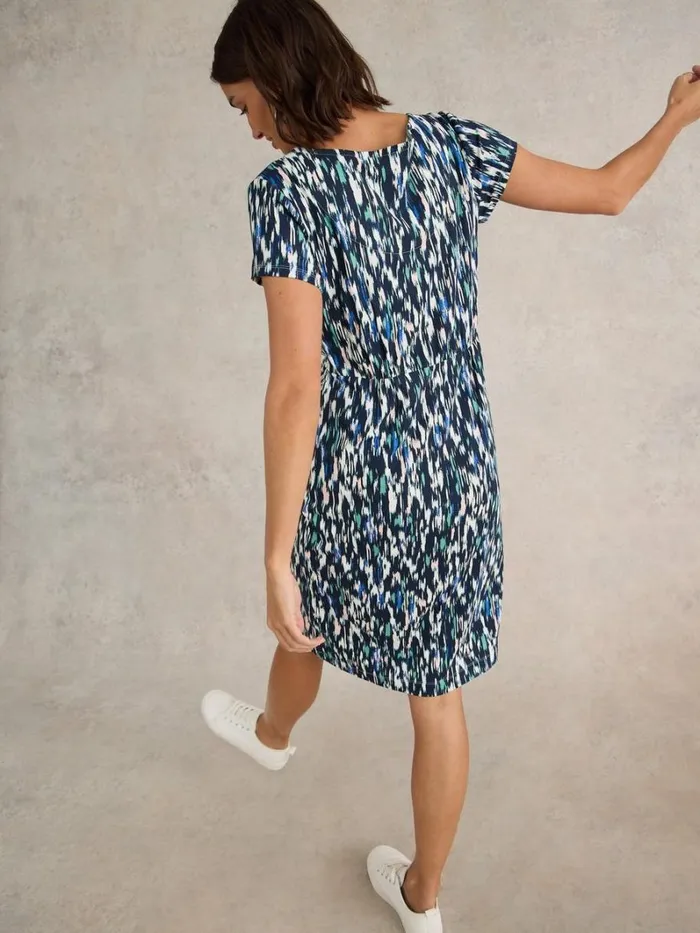 White Stuff DRESSES Tallie V Neck Jersey Dress Navy Multi 8211 Women White Stuff DRESSES Tallie V Neck Jersey Dress Navy Multi 8211 Women