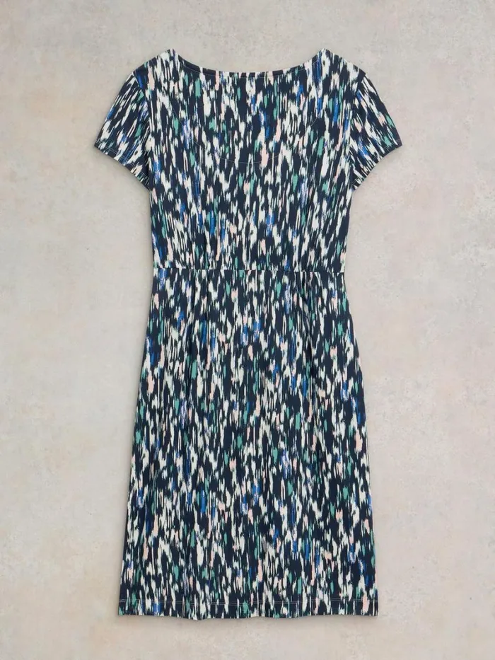White Stuff DRESSES Tallie V Neck Jersey Dress Navy Multi 8211 Women White Stuff DRESSES Tallie V Neck Jersey Dress Navy Multi 8211 Women
