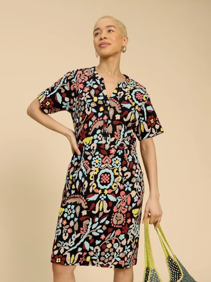 White Stuff DRESSES Tammy Cotton Printed Jersey Dress Grey Print 8211 Women White Stuff DRESSES Tammy Cotton Printed Jersey Dress Grey Print 8211 Women