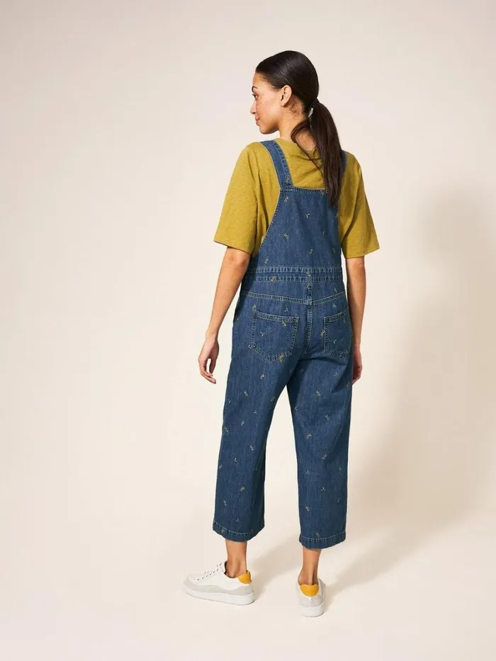 White Stuff JEANS Embroidered Crop Dungaree Mid Denim 8211 Women White Stuff JEANS Embroidered Crop Dungaree Mid Denim 8211 Women