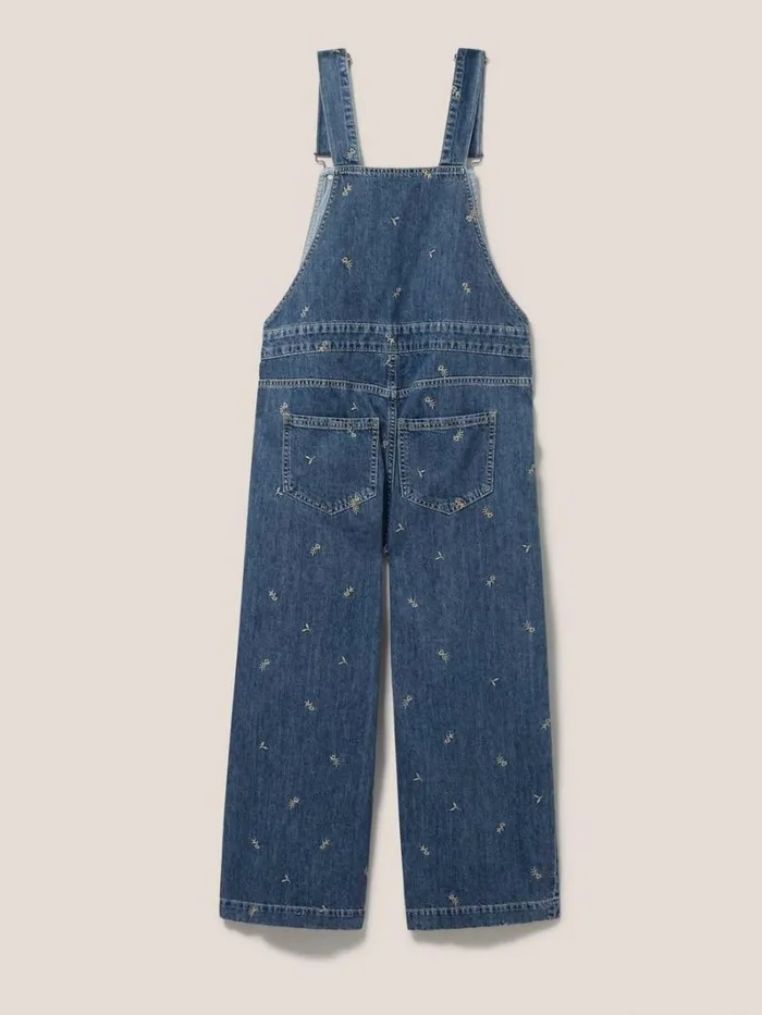 White Stuff JEANS Embroidered Crop Dungaree Mid Denim 8211 Women White Stuff JEANS Embroidered Crop Dungaree Mid Denim 8211 Women