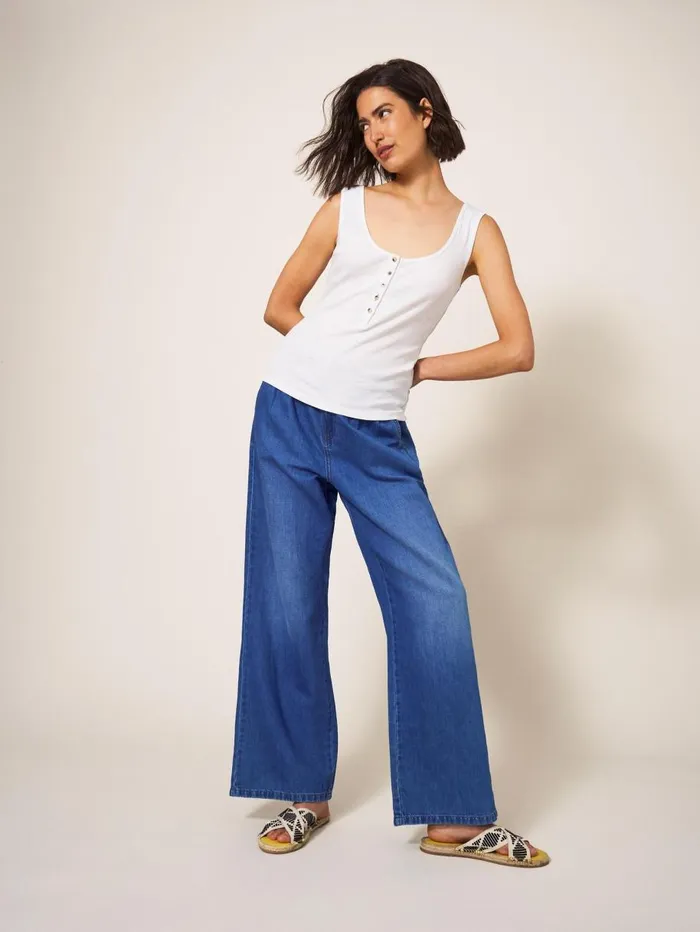 White Stuff JEANS Ren Cotton Linen Wide Leg Jean Mid Denim 8211 Women White Stuff JEANS Ren Cotton Linen Wide Leg Jean Mid Denim 8211 Women