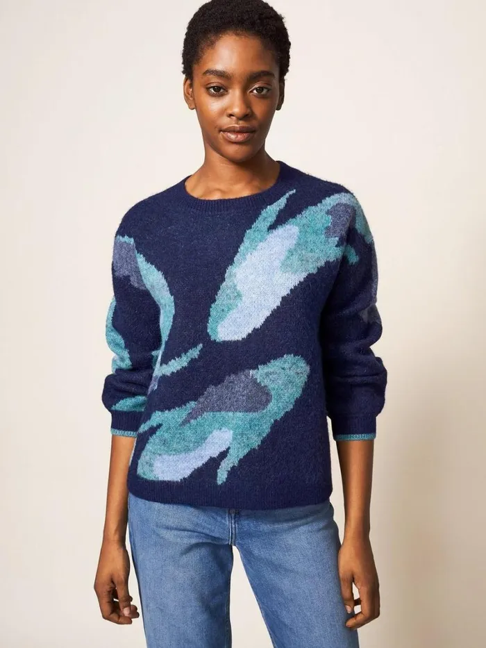 White Stuff KNITWEAR ABSTRACT KOI JUMPER Navy Multi 8211 Women White Stuff KNITWEAR ABSTRACT KOI JUMPER Navy Multi 8211 Women
