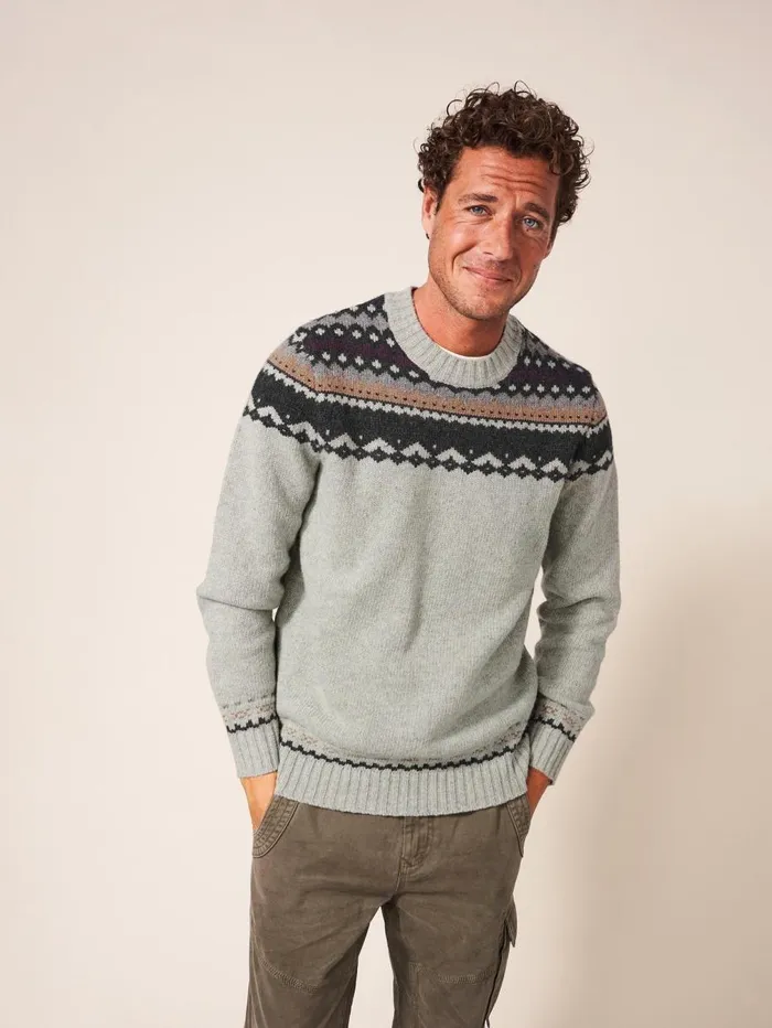 White Stuff KNITWEAR Arundel Fairisle Crew Natural Multi 8211 Men White Stuff KNITWEAR Arundel Fairisle Crew Natural Multi 8211 Men
