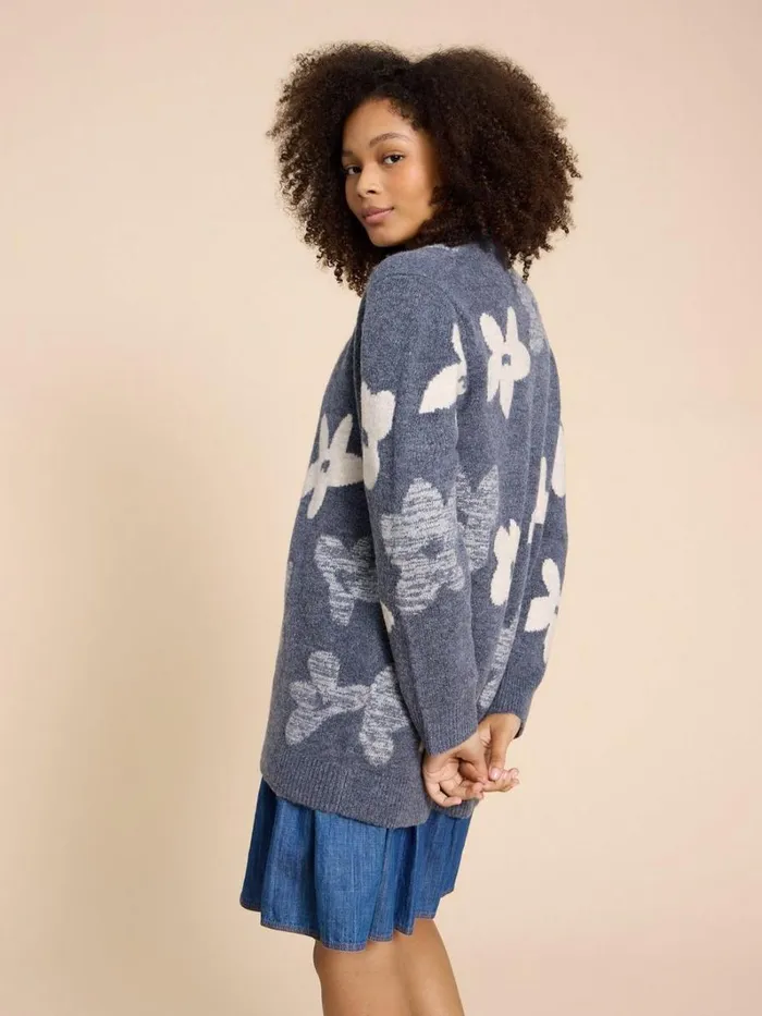 White Stuff KNITWEAR BLOSSOM LONGLINE CARDIGAN Blue Multi 8211 Women White Stuff KNITWEAR BLOSSOM LONGLINE CARDIGAN Blue Multi 8211 Women
