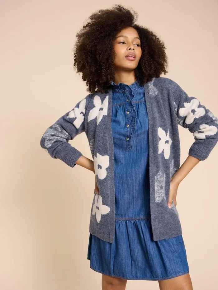 White Stuff KNITWEAR BLOSSOM LONGLINE CARDIGAN Blue Multi 8211 Women White Stuff KNITWEAR BLOSSOM LONGLINE CARDIGAN Blue Multi 8211 Women