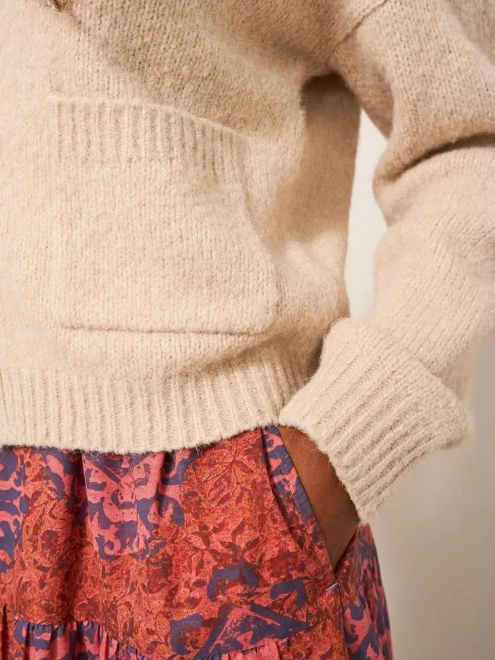 White Stuff KNITWEAR BONNIE CARDI Dark Natural 8211 Women