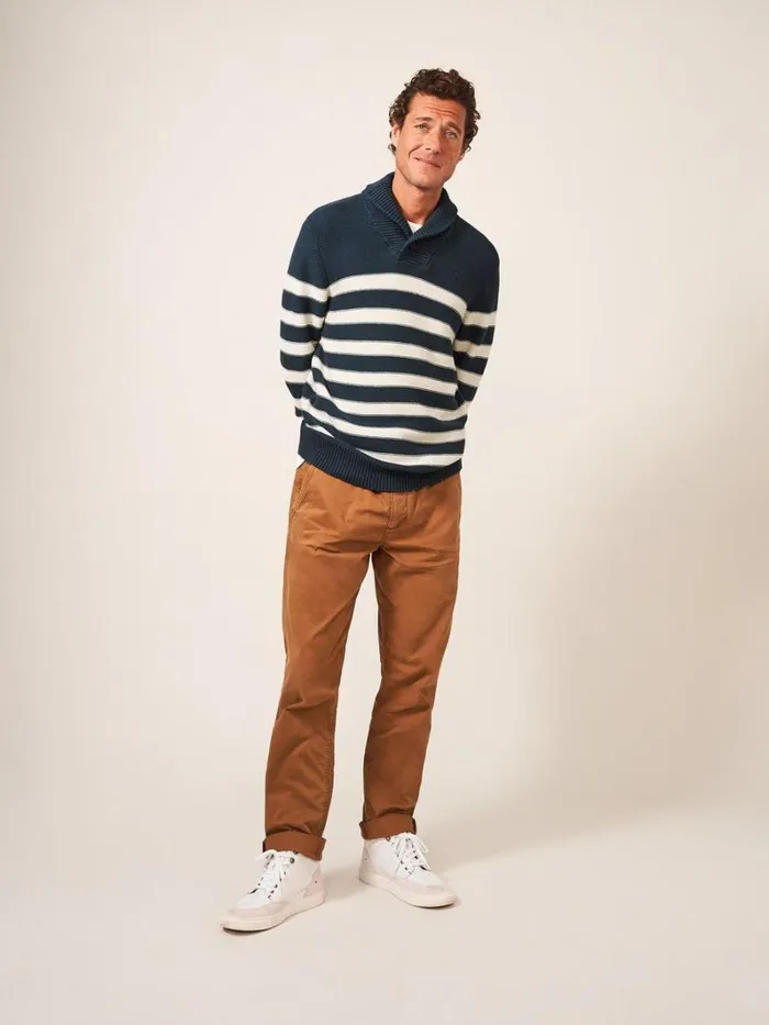 White Stuff KNITWEAR Breton Shawl Collar Jumper Dk Teal 8211 Men