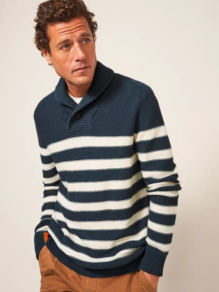 White Stuff KNITWEAR Breton Shawl Collar Jumper Dk Teal 8211 Men White Stuff KNITWEAR Breton Shawl Collar Jumper Dk Teal 8211 Men