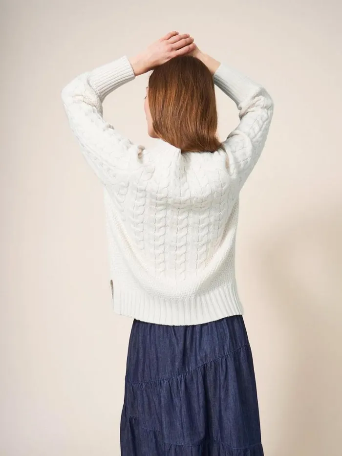 White Stuff KNITWEAR CABLE YOKE JUMPER Pale Ivory 8211 Women White Stuff KNITWEAR CABLE YOKE JUMPER Pale Ivory 8211 Women
