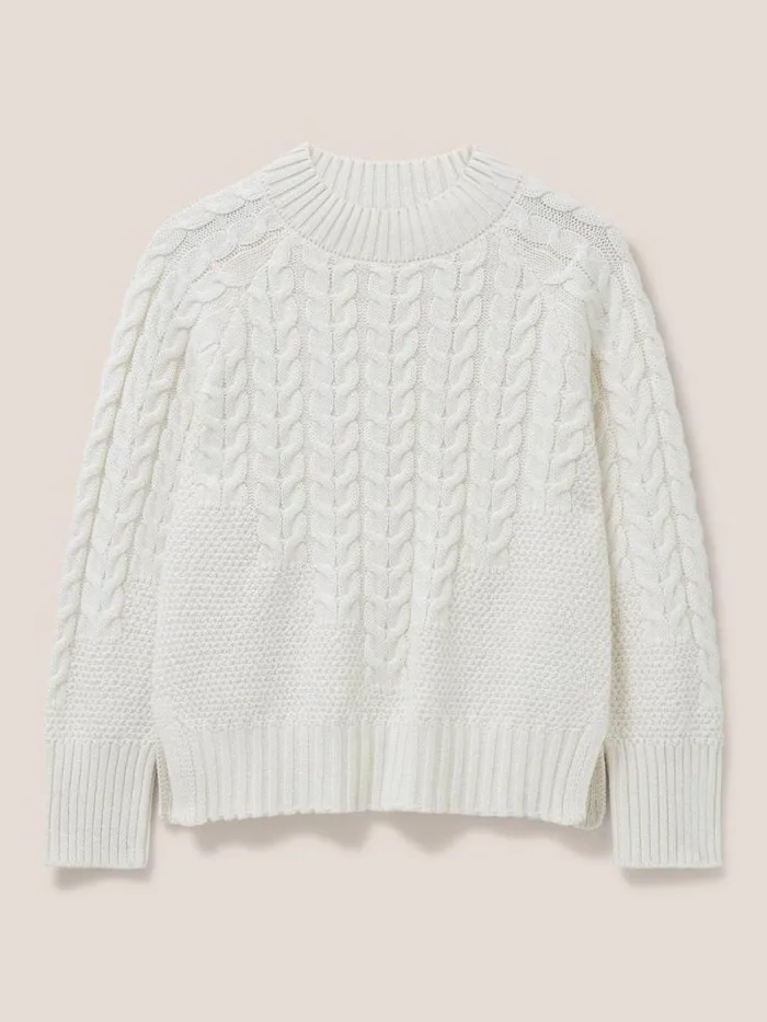 White Stuff KNITWEAR CABLE YOKE JUMPER Pale Ivory 8211 Women White Stuff KNITWEAR CABLE YOKE JUMPER Pale Ivory 8211 Women