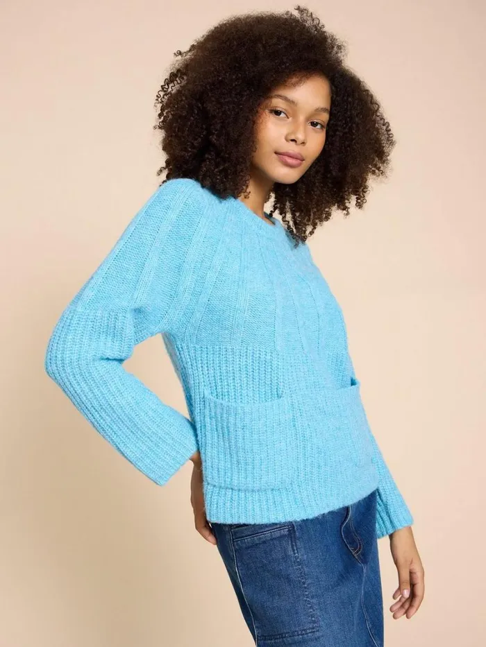 White Stuff KNITWEAR CLOVER JUMPER Mid Blue 8211 Women