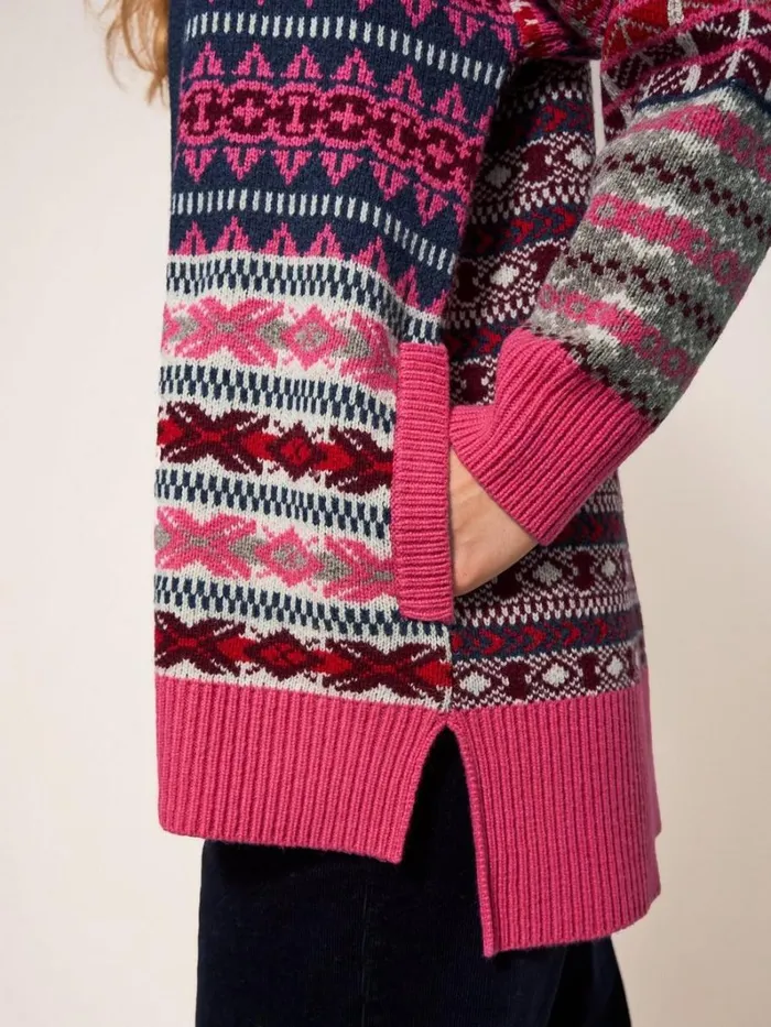 White Stuff KNITWEAR COCOON PATTERN CARDI FAIRISLE Red Multi 8211 Women White Stuff KNITWEAR COCOON PATTERN CARDI FAIRISLE Red Multi 8211 Women