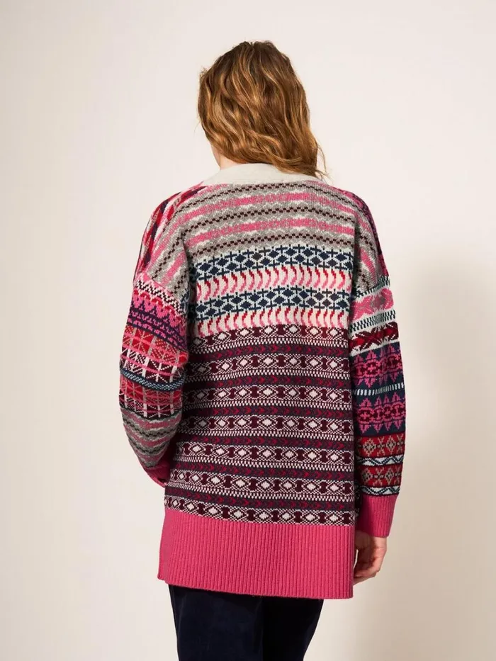 White Stuff KNITWEAR COCOON PATTERN CARDI FAIRISLE Red Multi 8211 Women White Stuff KNITWEAR COCOON PATTERN CARDI FAIRISLE Red Multi 8211 Women