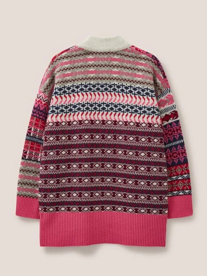 White Stuff KNITWEAR COCOON PATTERN CARDI FAIRISLE Red Multi 8211 Women White Stuff KNITWEAR COCOON PATTERN CARDI FAIRISLE Red Multi 8211 Women