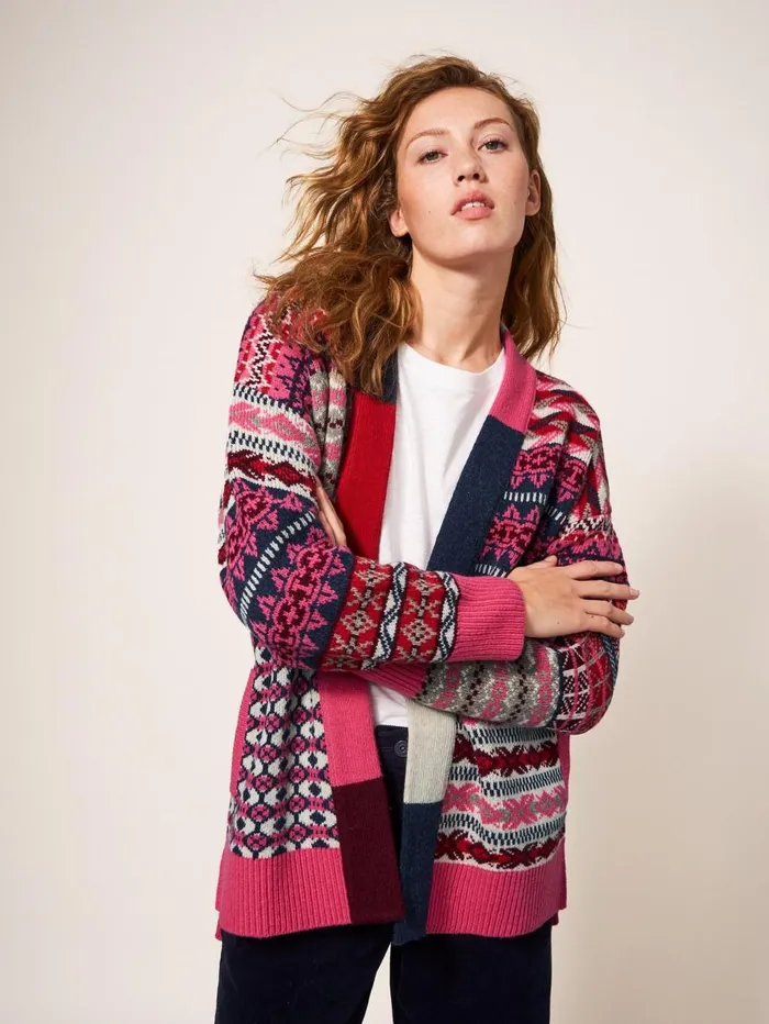 White Stuff KNITWEAR COCOON PATTERN CARDI FAIRISLE Red Multi 8211 Women White Stuff KNITWEAR COCOON PATTERN CARDI FAIRISLE Red Multi 8211 Women