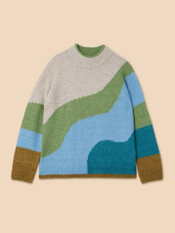 White Stuff KNITWEAR DAISY COLOUR BLOCK JUMPER Green Multi 8211 Women White Stuff KNITWEAR DAISY COLOUR BLOCK JUMPER Green Multi 8211 Women
