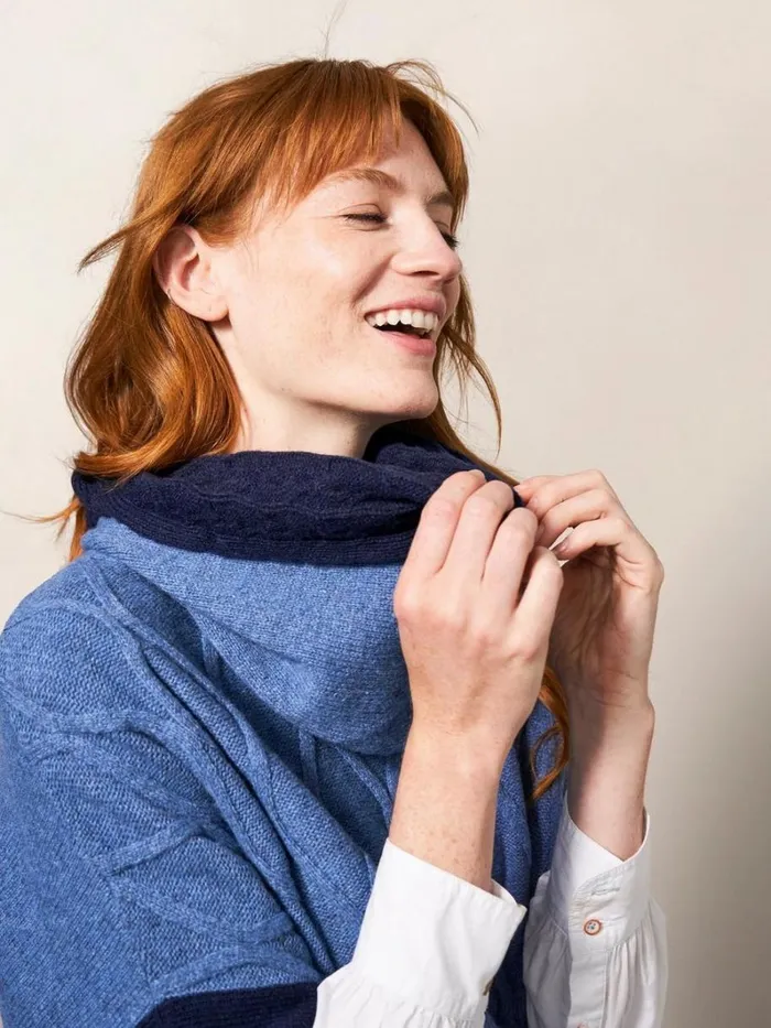 White Stuff KNITWEAR Fern Knitted Casual Poncho Mid Blue 8211 Women White Stuff KNITWEAR Fern Knitted Casual Poncho Mid Blue 8211 Women