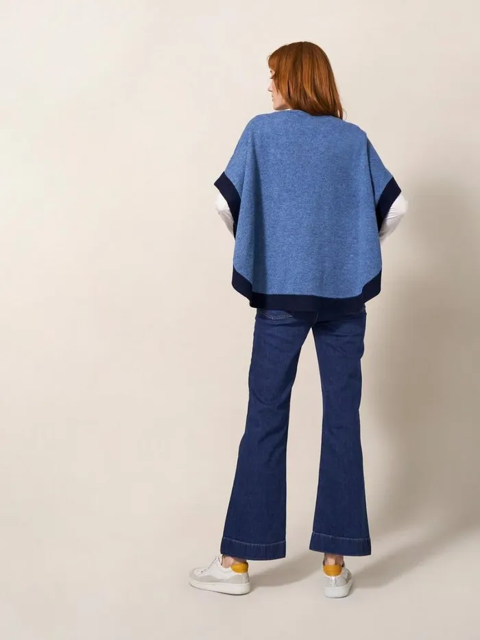 White Stuff KNITWEAR Fern Knitted Casual Poncho Mid Blue 8211 Women White Stuff KNITWEAR Fern Knitted Casual Poncho Mid Blue 8211 Women