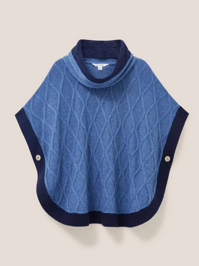 White Stuff KNITWEAR Fern Knitted Casual Poncho Mid Blue 8211 Women White Stuff KNITWEAR Fern Knitted Casual Poncho Mid Blue 8211 Women