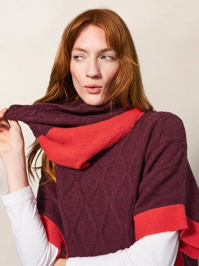 White Stuff KNITWEAR Fern Knitted Casual Poncho Mid Plum 8211 Women White Stuff KNITWEAR Fern Knitted Casual Poncho Mid Plum 8211 Women