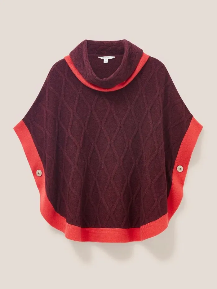 White Stuff KNITWEAR Fern Knitted Casual Poncho Mid Plum 8211 Women White Stuff KNITWEAR Fern Knitted Casual Poncho Mid Plum 8211 Women