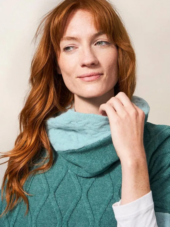 White Stuff KNITWEAR Fern Knitted Casual Poncho Mid Teal 8211 Women