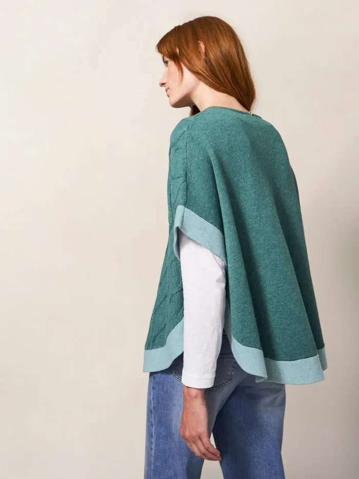 White Stuff KNITWEAR Fern Knitted Casual Poncho Mid Teal 8211 Women White Stuff KNITWEAR Fern Knitted Casual Poncho Mid Teal 8211 Women