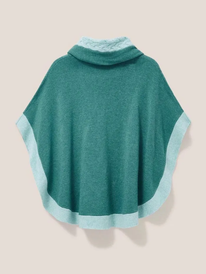 White Stuff KNITWEAR Fern Knitted Casual Poncho Mid Teal 8211 Women White Stuff KNITWEAR Fern Knitted Casual Poncho Mid Teal 8211 Women