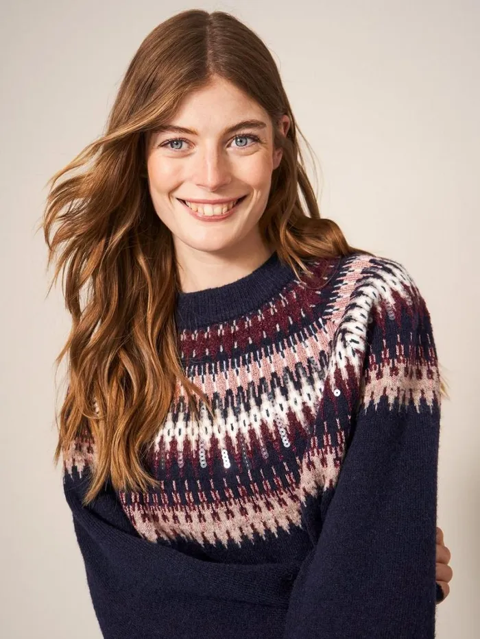 White Stuff KNITWEAR FRANKIE FAIRISLE JUMPER Dark Navy 8211 Women