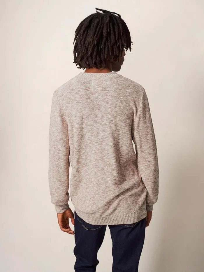 White Stuff KNITWEAR Grainger Pocket Crew Mid Brown 8211 Men White Stuff KNITWEAR Grainger Pocket Crew Mid Brown 8211 Men