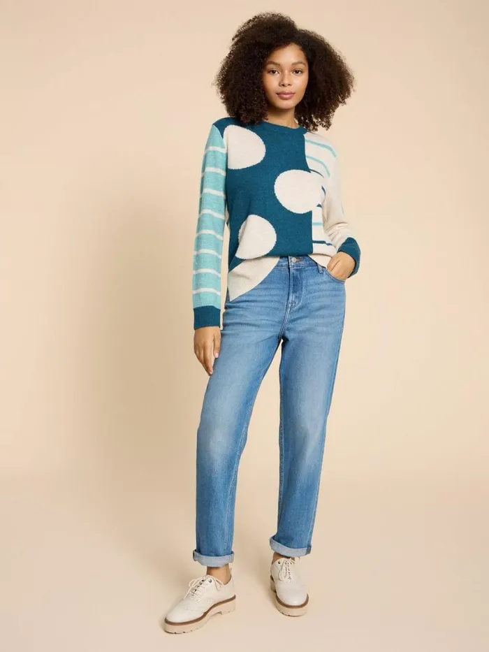 White Stuff KNITWEAR JADE SPOTSTRIPE JUMPER Teal Multi 8211 Women