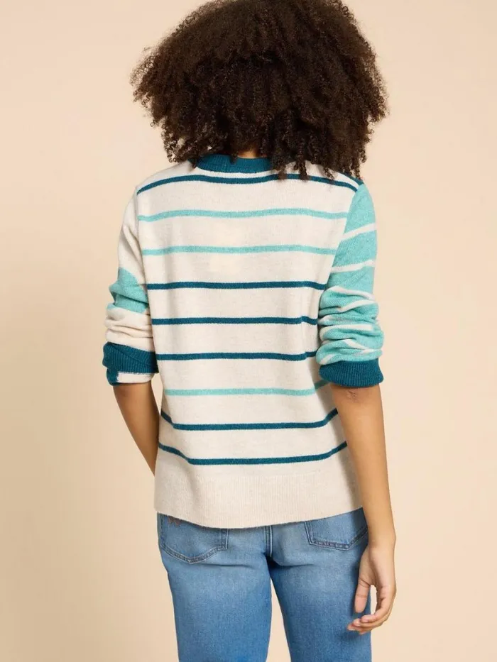 White Stuff KNITWEAR JADE SPOTSTRIPE JUMPER Teal Multi 8211 Women White Stuff KNITWEAR JADE SPOTSTRIPE JUMPER Teal Multi 8211 Women