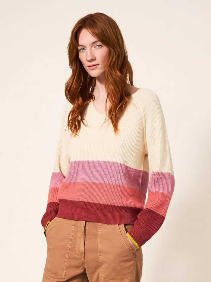 White Stuff KNITWEAR JENNIE RIB JUMPER Pink Multi 8211 Women White Stuff KNITWEAR JENNIE RIB JUMPER Pink Multi 8211 Women
