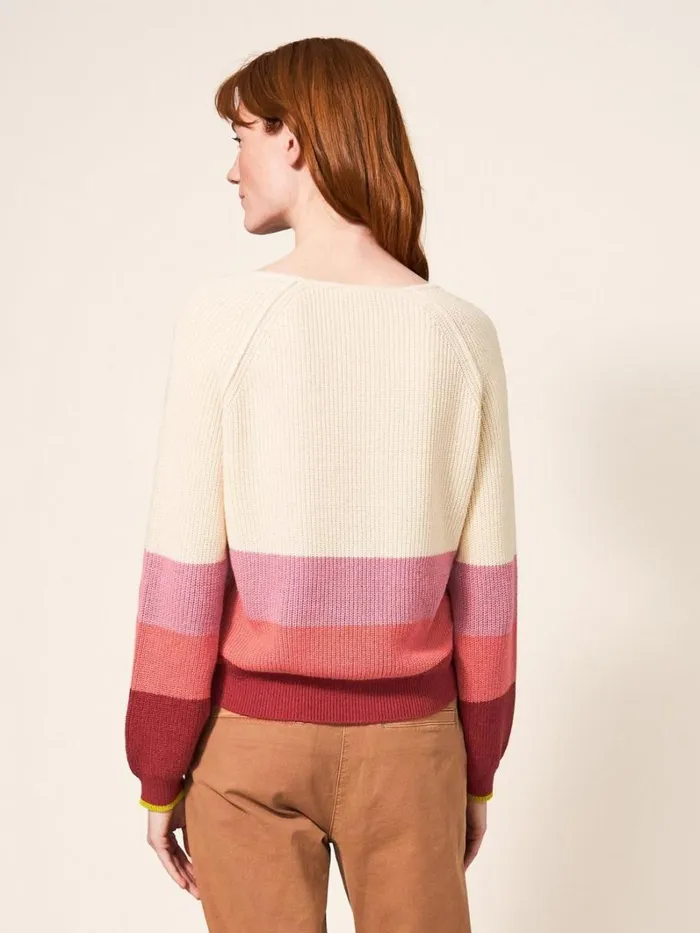 White Stuff KNITWEAR JENNIE RIB JUMPER Pink Multi 8211 Women White Stuff KNITWEAR JENNIE RIB JUMPER Pink Multi 8211 Women