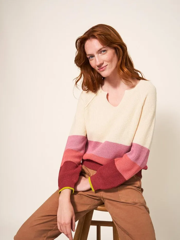 White Stuff KNITWEAR JENNIE RIB JUMPER Pink Multi 8211 Women White Stuff KNITWEAR JENNIE RIB JUMPER Pink Multi 8211 Women