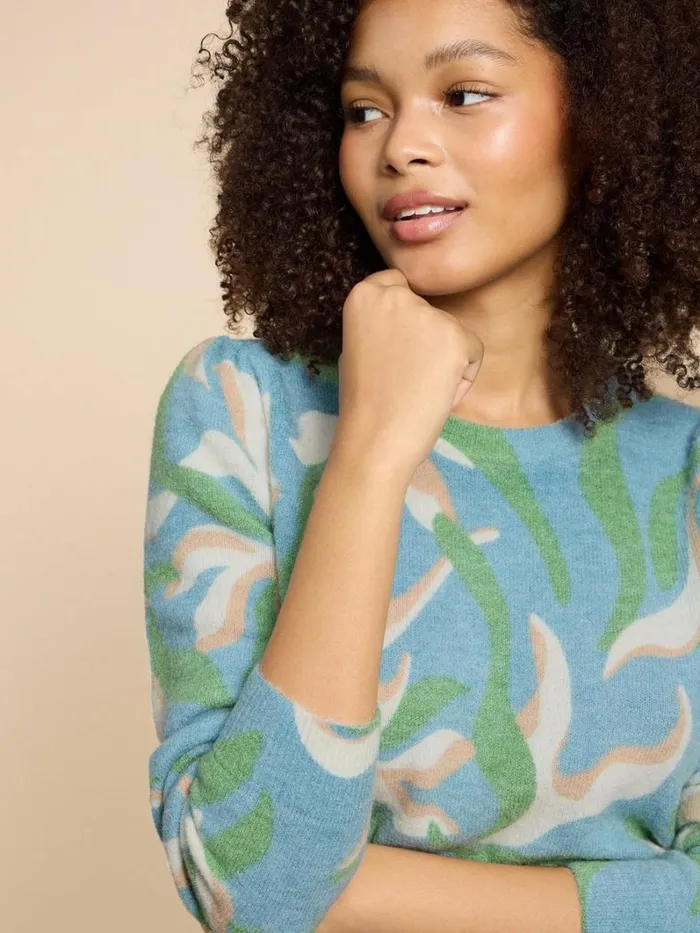 White Stuff KNITWEAR Julie Printed Jumper Blue Multi 8211 Women White Stuff KNITWEAR Julie Printed Jumper Blue Multi 8211 Women