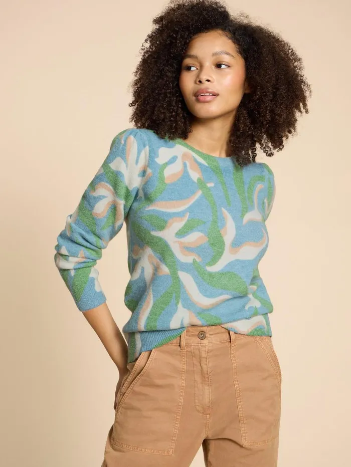 White Stuff KNITWEAR Julie Printed Jumper Blue Multi 8211 Women White Stuff KNITWEAR Julie Printed Jumper Blue Multi 8211 Women