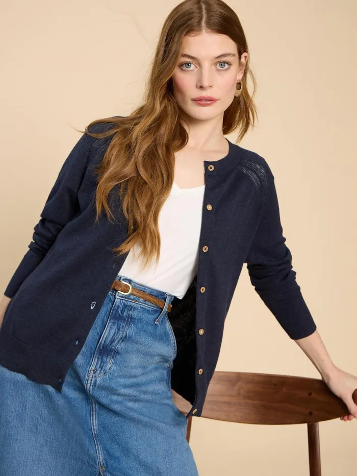 White Stuff KNITWEAR Lulu Crew Neck Cardigan Dark Navy 8211 Women White Stuff KNITWEAR Lulu Crew Neck Cardigan Dark Navy 8211 Women