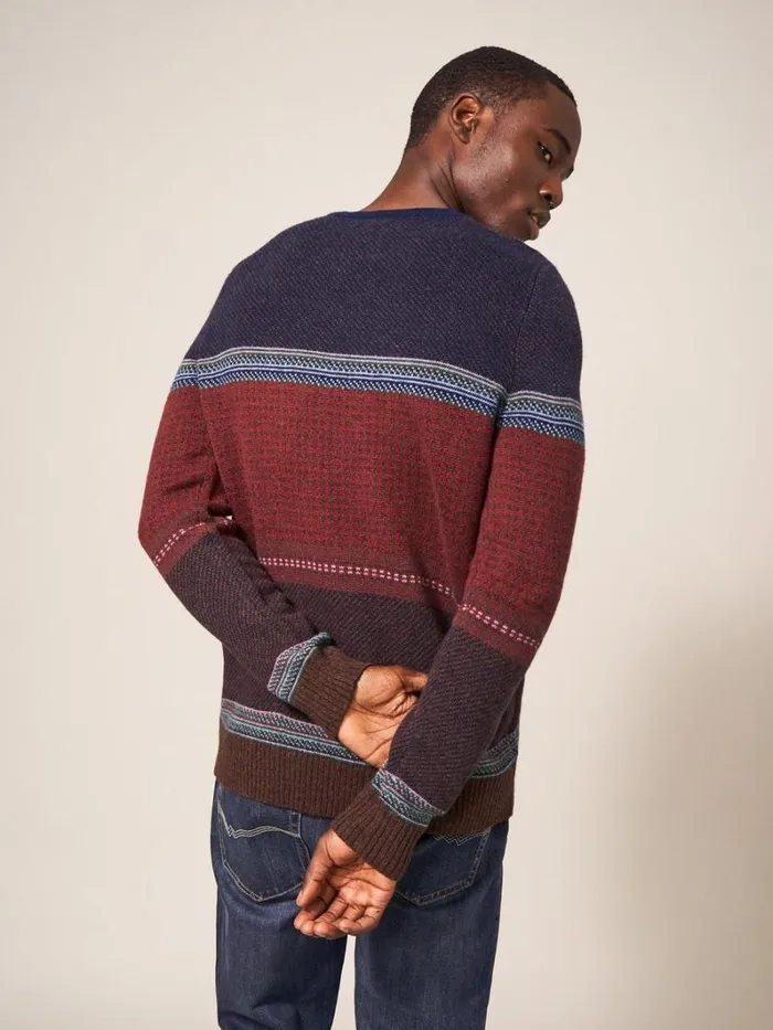 White Stuff KNITWEAR Mixed Pattern Crew Navy Multi 8211 Men White Stuff KNITWEAR Mixed Pattern Crew Navy Multi 8211 Men