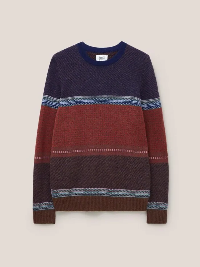 White Stuff KNITWEAR Mixed Pattern Crew Navy Multi 8211 Men White Stuff KNITWEAR Mixed Pattern Crew Navy Multi 8211 Men