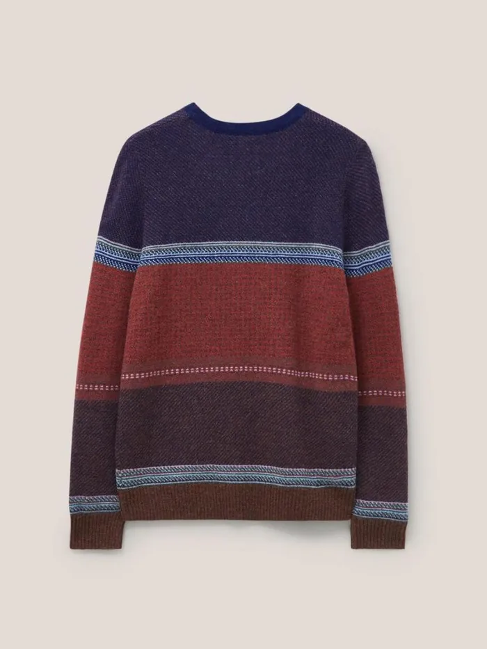White Stuff KNITWEAR Mixed Pattern Crew Navy Multi 8211 Men White Stuff KNITWEAR Mixed Pattern Crew Navy Multi 8211 Men