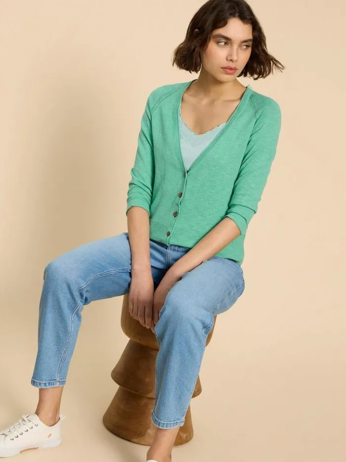 White Stuff KNITWEAR NARIA V NECK CARDI Mid Teal 8211 Women