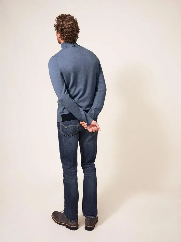 White Stuff KNITWEAR Newport Merino Funnel Chambray Blue 8211 Men White Stuff KNITWEAR Newport Merino Funnel Chambray Blue 8211 Men