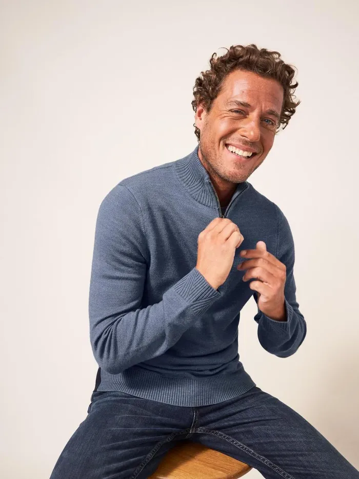 White Stuff KNITWEAR Newport Merino Funnel Chambray Blue 8211 Men White Stuff KNITWEAR Newport Merino Funnel Chambray Blue 8211 Men