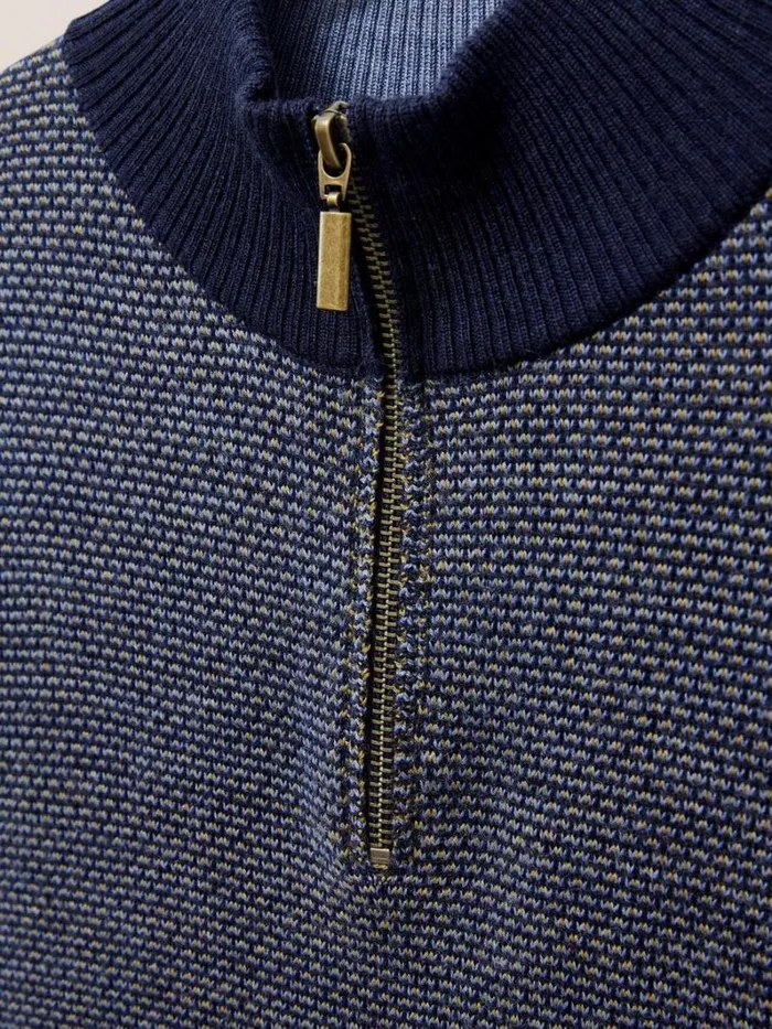 White Stuff KNITWEAR Newport Merino Jacquard Funnel Dark Navy 8211 Men