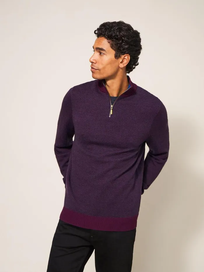 White Stuff KNITWEAR Newport Merino Jacquard Funnel Mid Plum 8211 Men White Stuff KNITWEAR Newport Merino Jacquard Funnel Mid Plum 8211 Men