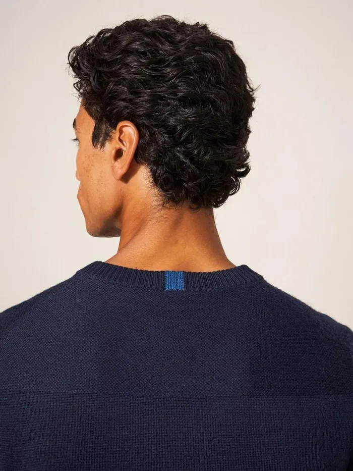 White Stuff KNITWEAR Newport Merino Vee Neck Dark Navy 8211 Men